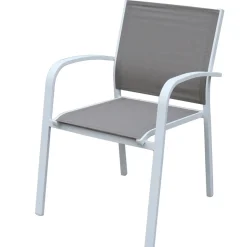 Fauteuil de jardin aluminium empilable Murano Blanc et taupe