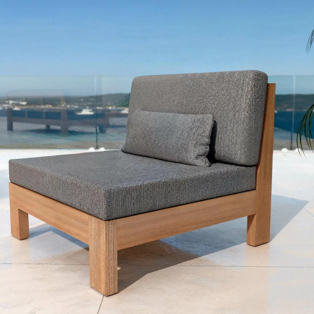 Fauteuil de jardin bois d'acacia Bornéo Gris anthracite