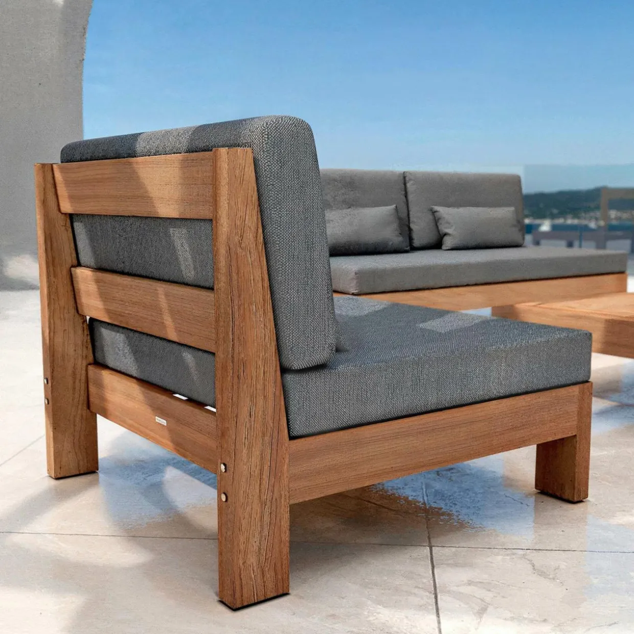 Fauteuil de jardin bois d'acacia Bornéo Gris anthracite