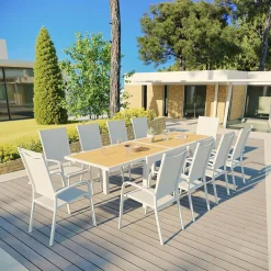 Fauteuil de jardin dossier haut aluminium empilable Murano Blanc