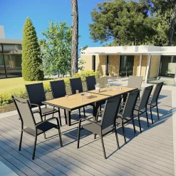 Fauteuil de jardin dossier haut aluminium empilable Murano Gris anthracite