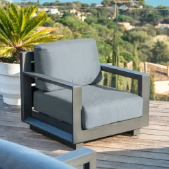 Fauteuil de jardin détente en aluminium Elba Gris anthracite