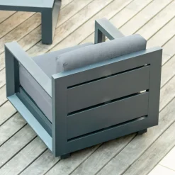 Fauteuil de jardin détente en aluminium Elba Gris anthracite