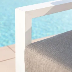 Fauteuil de jardin détente en aluminium Elba Blanc et taupe