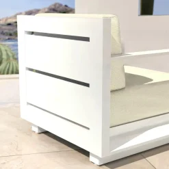 Fauteuil de jardin détente en aluminium Elba Blanc et beige