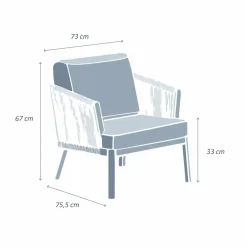 Fauteuil de jardin détente en aluminium Amalfi Blanc et beige