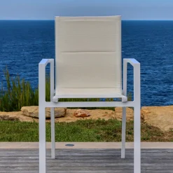 Fauteuil de jardin empilable aluminium Portofino Blanc