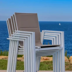 Fauteuil de jardin empilable aluminium Portofino Taupe