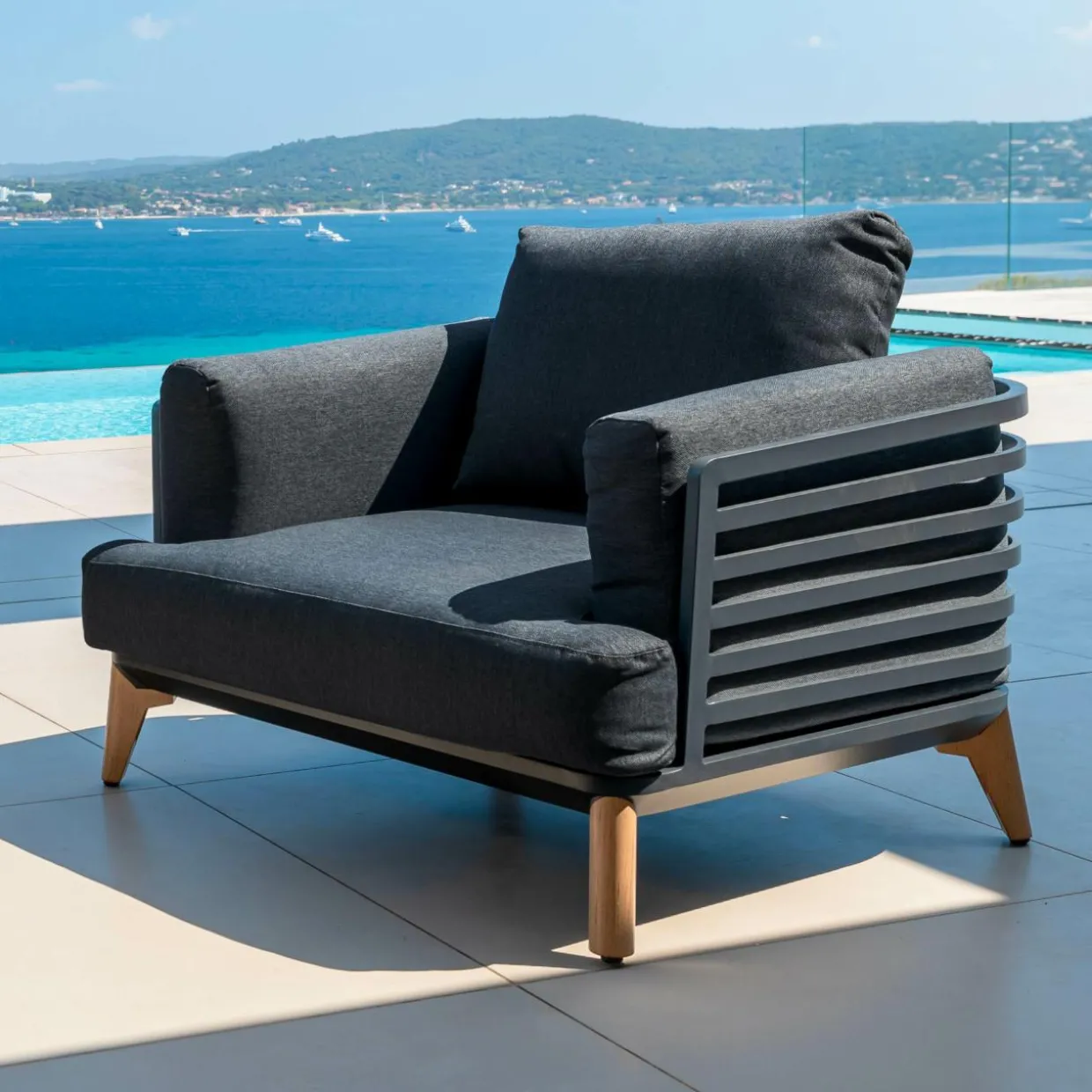 Fauteuil de jardin en aluminium Monte Carlo Gris anthracite
