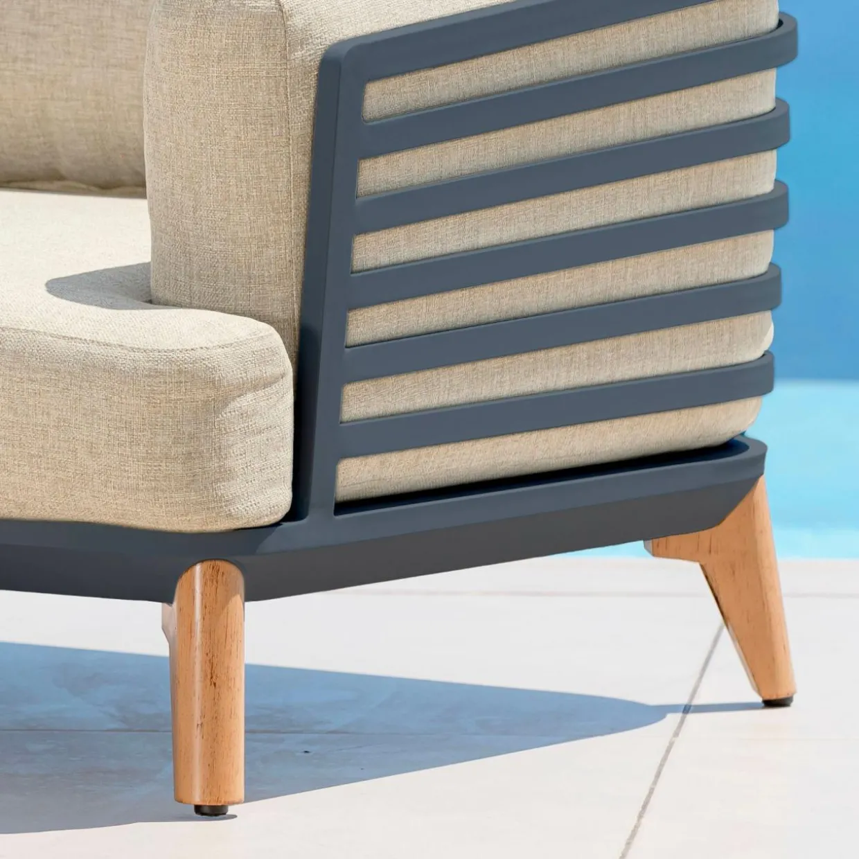 Fauteuil de jardin en aluminium Monte Carlo Gris anthracite et beige