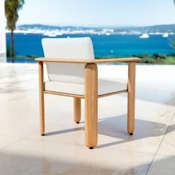 Fauteuil de jardin en bois teck Java Ecru