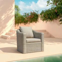 Fauteuil de jardin en résine tressée Calvi Gris et taupe