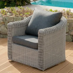 Fauteuil de jardin en résine tressée Calvi Gris et gris foncé