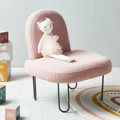 Fauteuil enfant velours (H50 cm) Augustin Rose