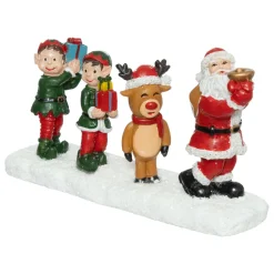 Figurine pour village (H6,5 cm) Père Noël et Lutins