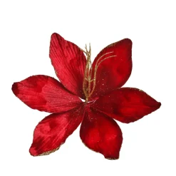 Fleur décorative en polyester (D23 cm) Amaryllis en velours Rouge
