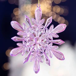 Flocon de Neige à suspendre (H14 cm) Glacé Violet