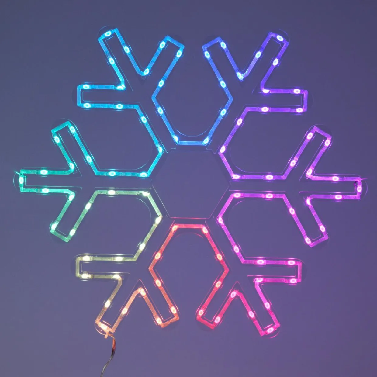 Flocon de neige lumineux néon 96 LED H43 cm Multicolore