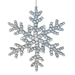 Flocon de Noël à suspendre (H15 cm) Givré Transparent bleu ciel