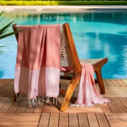 Fouta coton recyclé (100 x 200 cm) Océane Corail