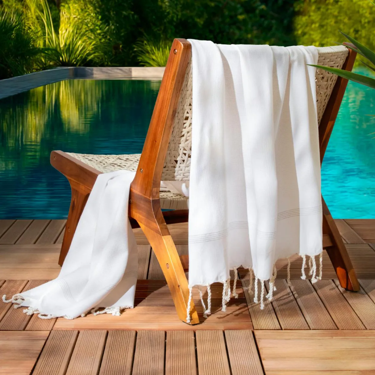 Fouta coton recyclé (100 x 200 cm) Beach Ecru