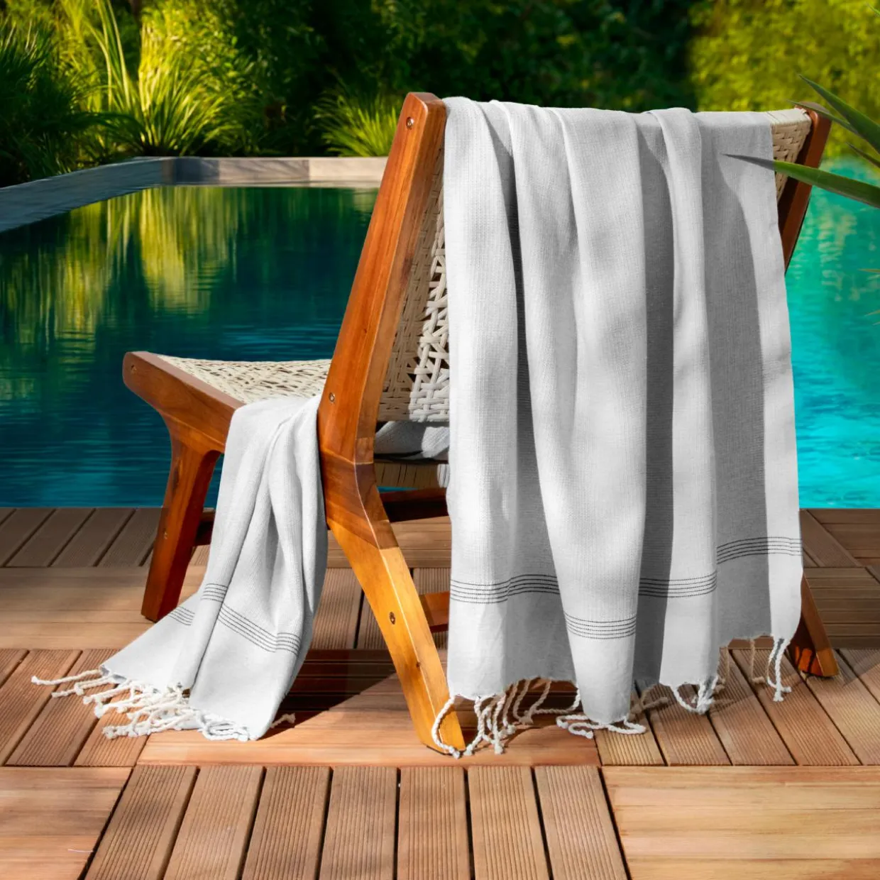 Fouta coton recyclé (100 x 200 cm) Beach Grise
