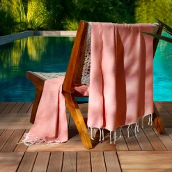 Fouta coton recyclé (100 x 200 cm) Sunshine Corail