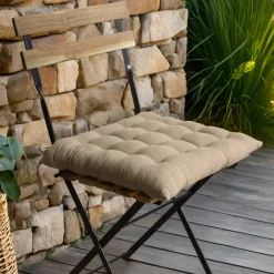 Galette de chaise carrée gaze de coton (40 x 40 cm) Gaïa Ficelle