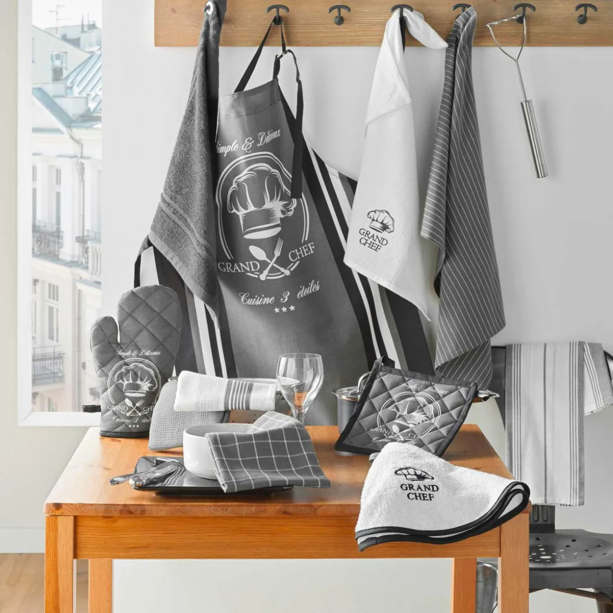 Gant de cuisine coton (24.5 x 14.5 cm) Grand Chef Gris