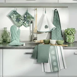 Gant et manique coton Ardenia uni Vert sauge