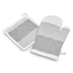 Gant et manique coton tissé Iliade Blanc