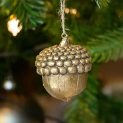 Gland de Noël à suspendre (H8 cm) Vieux Chêne Or