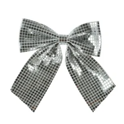 Grand Noeud de Noël (H34 cm) Disco Argent