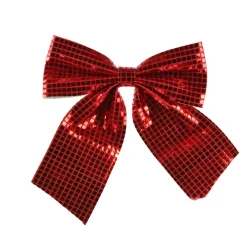 Grand nœud de Noël (H34 cm) Disco Rouge