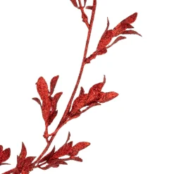 Guirlande de Noël (180 cm) Feuilles pailletées Rouge