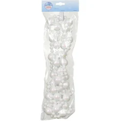 Guirlande de perles en mousse (180 cm) Noël Blanc pailleté