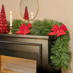 Guirlande de sapin (270 cm) Noeux Rouge