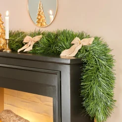 Guirlande de sapin (270 cm) Nœuds de jute Naturel