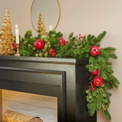 Guirlande de sapin (180 cm) Pommes sucrées Rouge