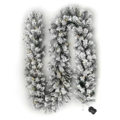Guirlande de sapin lumineuse (300 cm - D25) Royal Vert enneigé et Blanc chaud