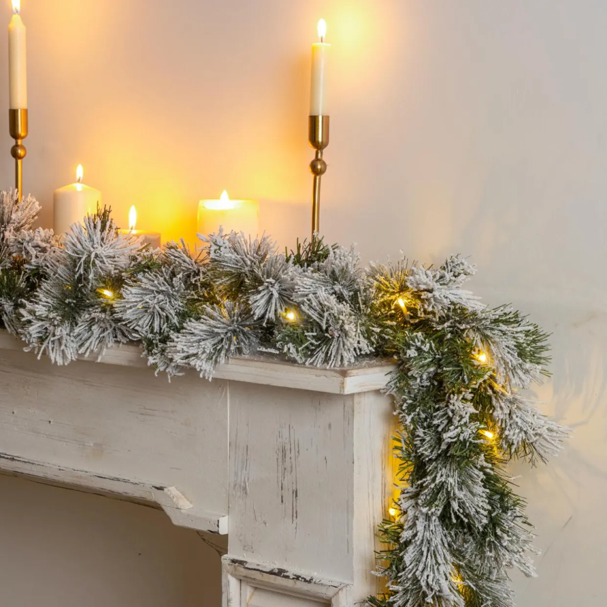 Guirlande de sapin lumineuse (180 cm - D25) Edmonton Vert enneigé et blanc chaud