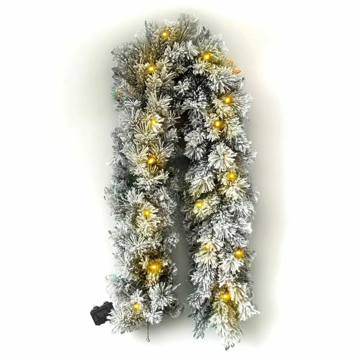 Guirlande de sapin lumineuse (180 cm - D25) Edmonton Vert enneigé et blanc chaud