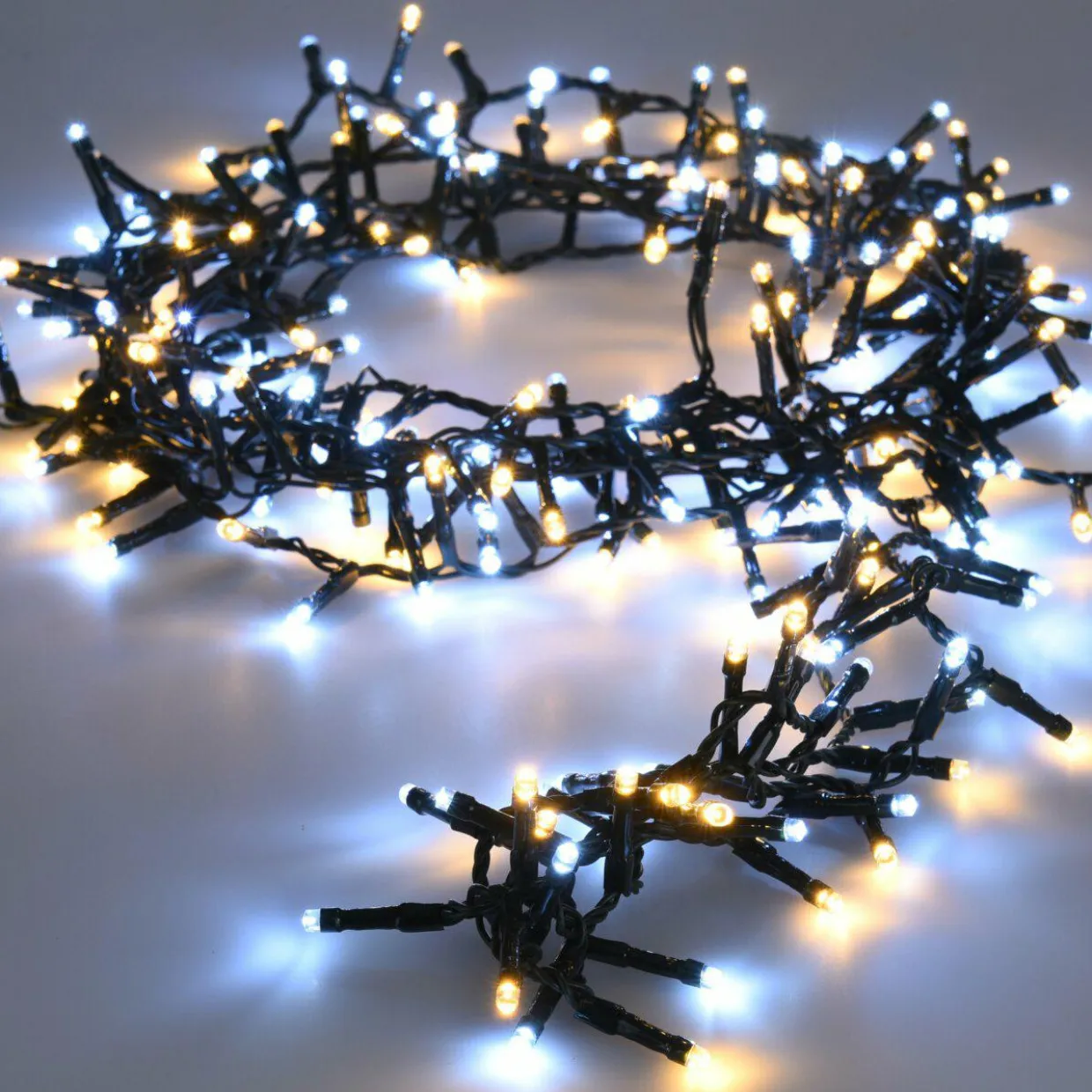 Guirlande lumineuse 22,5 m 1000 LED câble vert Luxe Bicolore Blanc chaud et froid