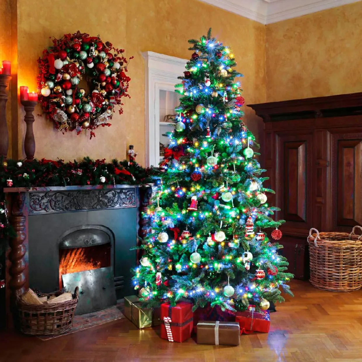 Guirlande lumineuse 11 m 500 LED câble vert Luxe Multicouleur