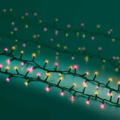 Guirlande lumineuse 22,5 m 1000 LED câble vert Luxe Bicolore Rose et blanc