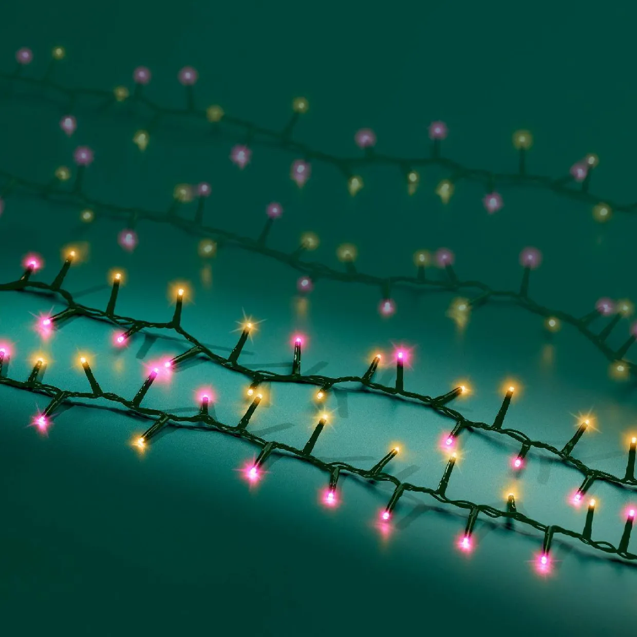 Guirlande lumineuse 22,5 m 1000 LED câble vert Luxe Bicolore Rose et blanc