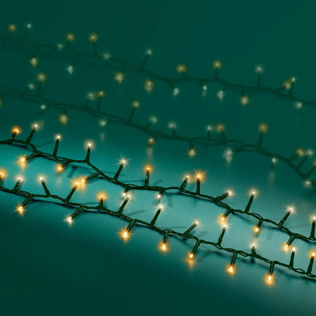 Guirlande lumineuse 11 m 500 LED câble vert Luxe Blanc chaud et chaud doré