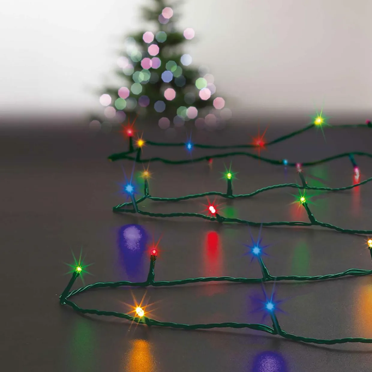 Guirlande lumineuse 10 m 100 LED câble vert Timer Multicolore