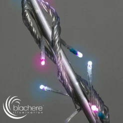 Guirlande lumineuse 8 m 128 LED câble transparent Bicolore Rose et bleu