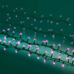 Guirlande lumineuse 22,5 m 1000 LED câble vert Luxe Rose